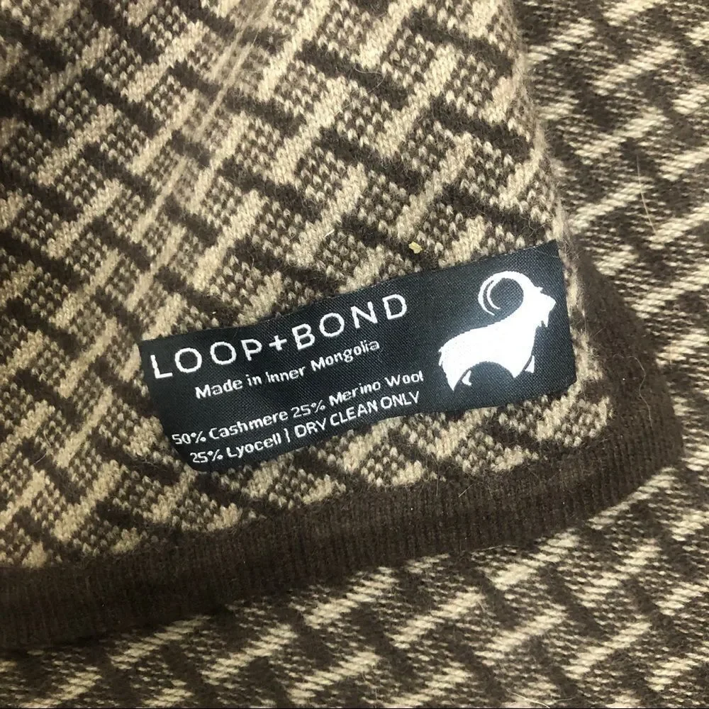 Loop + Bond Cashmere Wool Blend Print Scarf‎ Soft Warm
